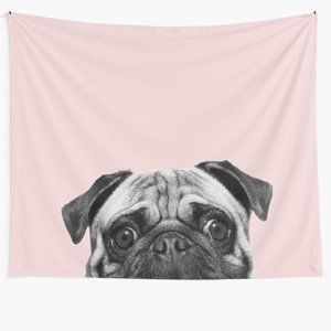 Blush pink Pug pop Tapestry